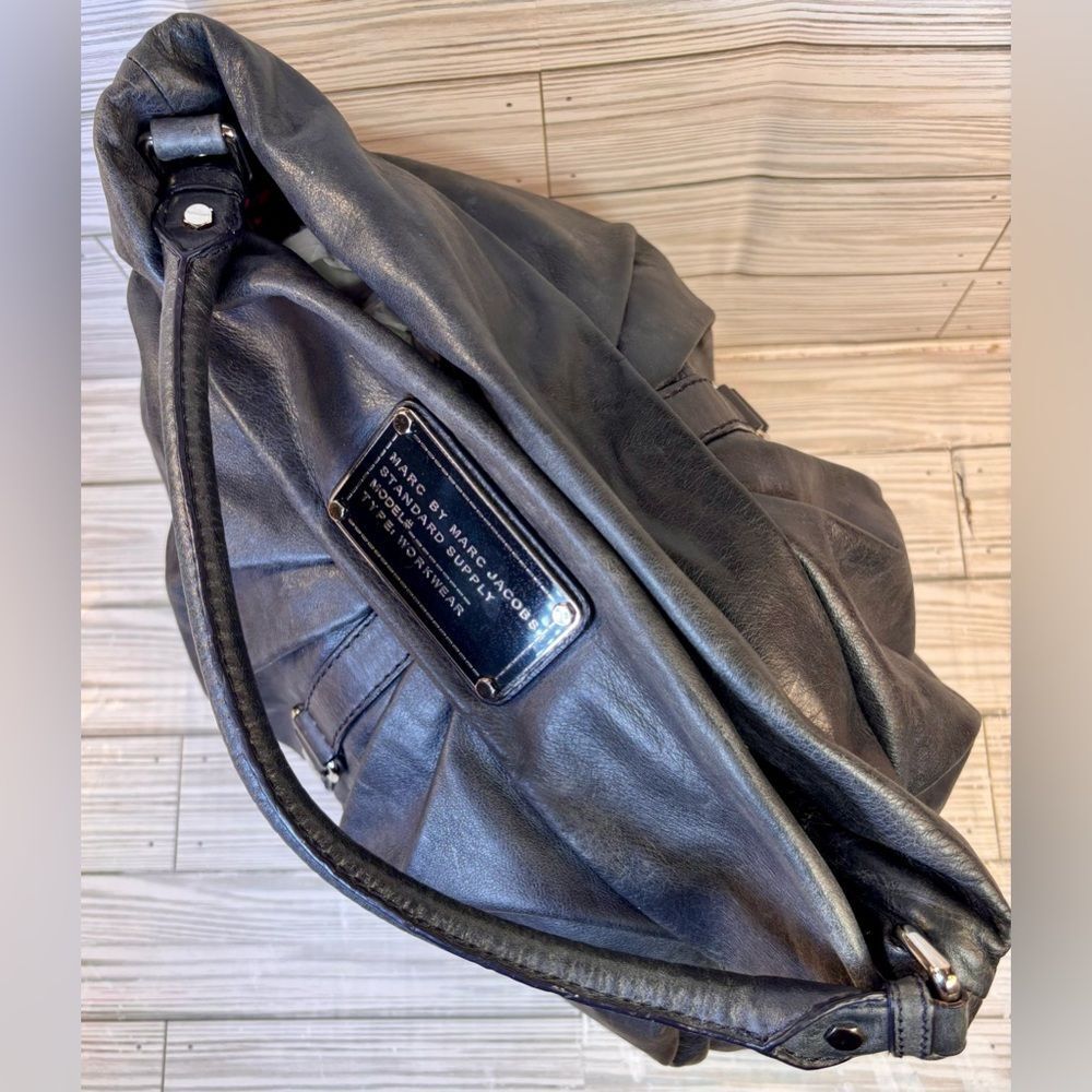 047-Marc by Marc Jacobs Smokey Gray Standard supply workwear hobo Shoulder Bag - Picture 7 of 11
